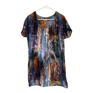 Silence + Noise Colorful Abstract Short Sleeve Dress Size Medium